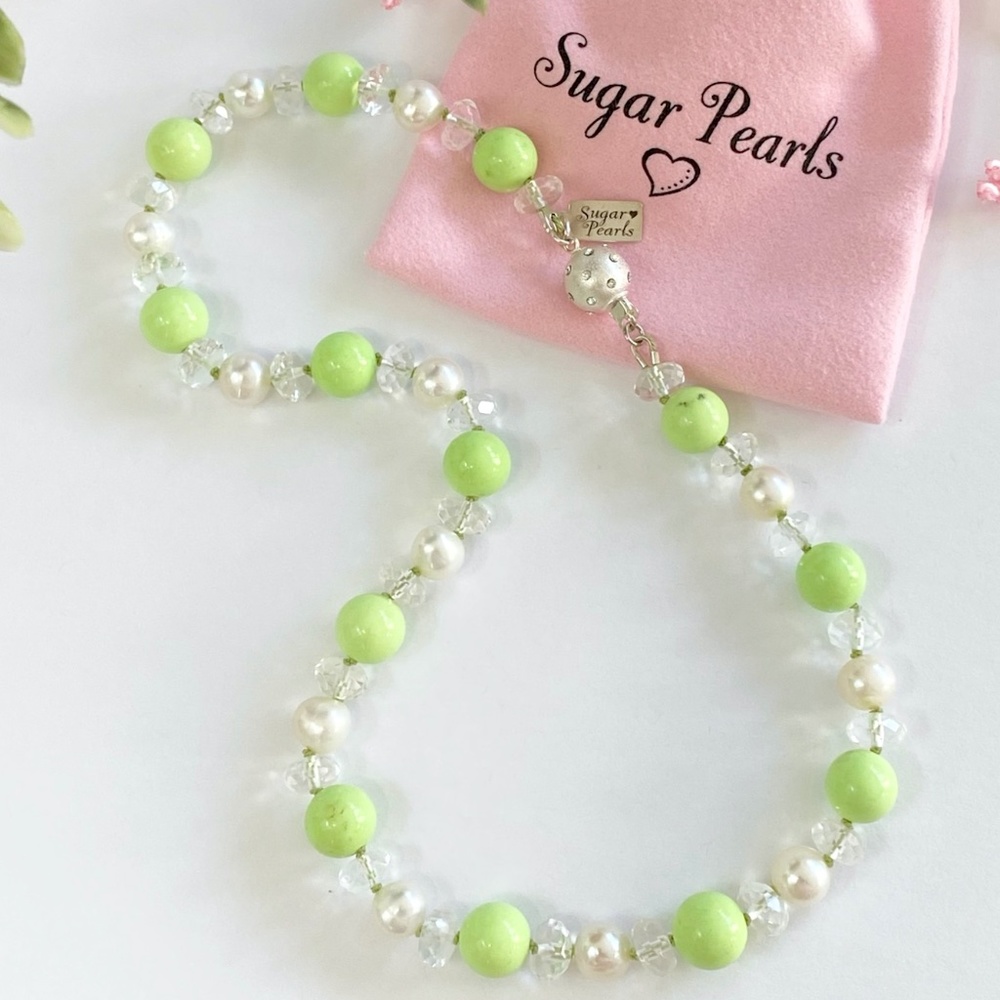 Green Turquoise, Pearl & Quartz Necklace